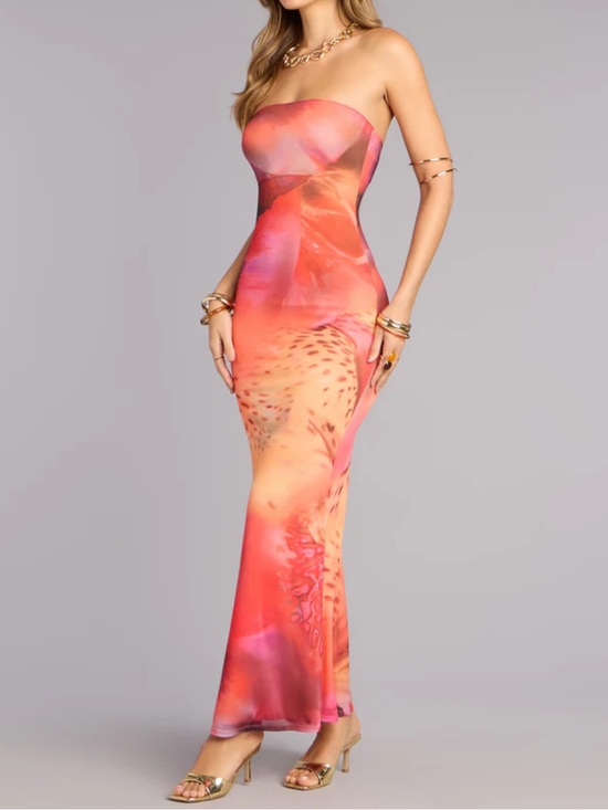 Windsor Dresses & Skirts - Sunset Stunner Strapless Maxi Dress in Coral Pink